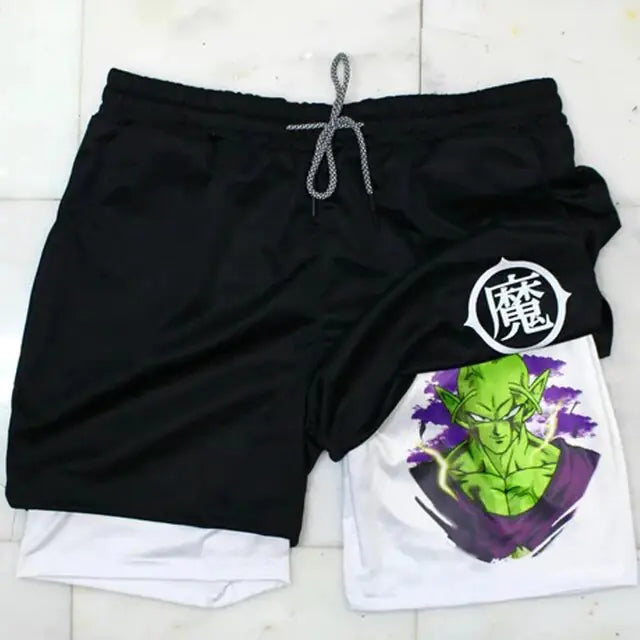 Anime Running Shorts Men Fitness Gym Training 2 in 1 Sports Shorts