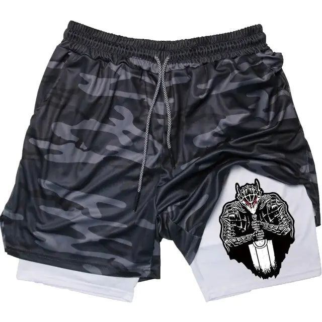 Anime Berserk Quick Dry Performance Multiple Pockets Sports Short